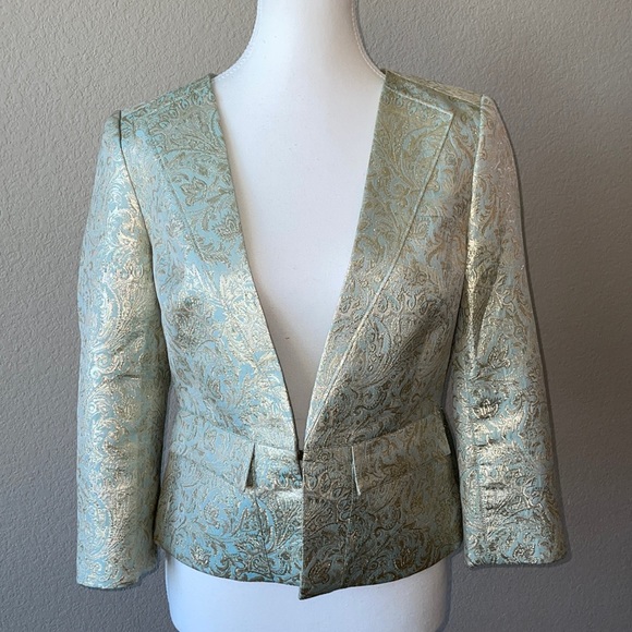 Tory Burch Jackets & Blazers - Tory Burch Gold/Mint Metallic Blazer Size 6